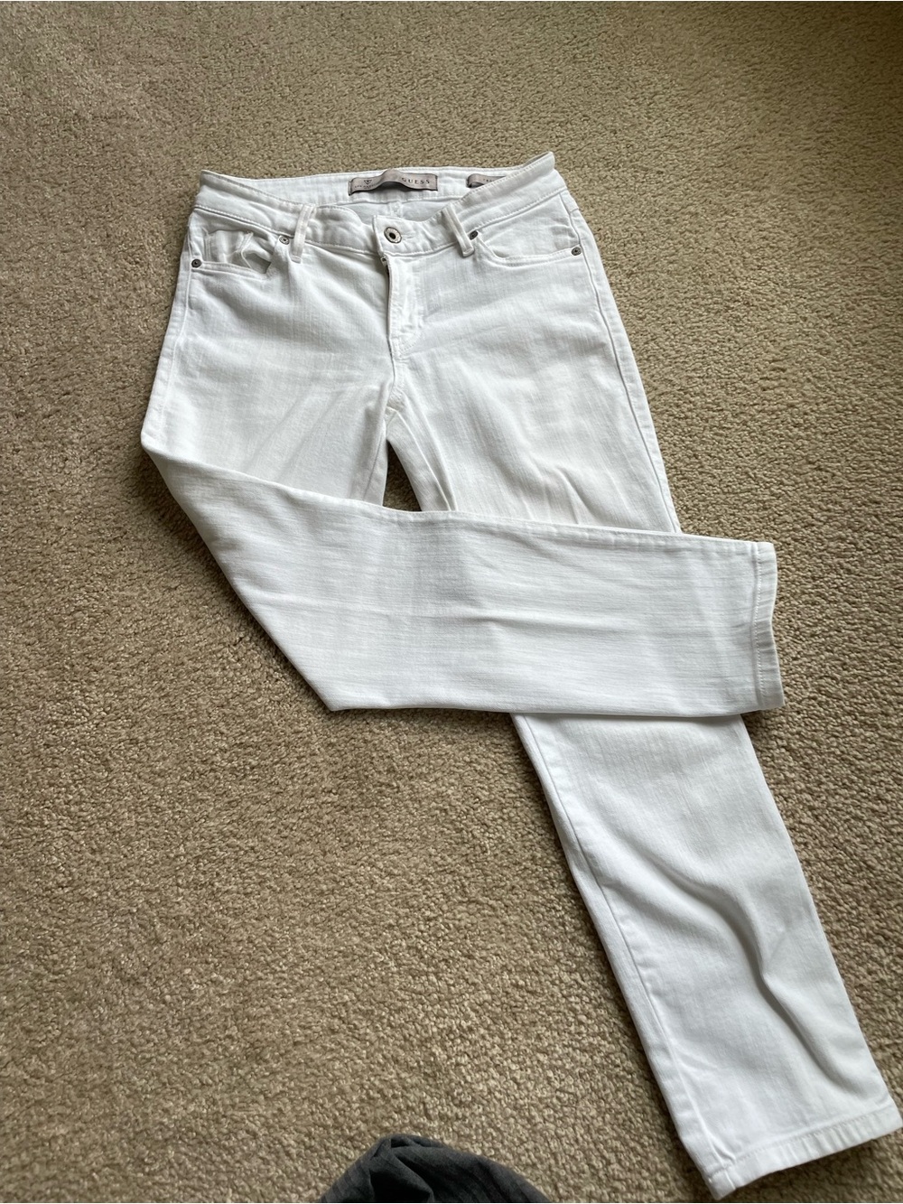 Guess, Woman White crop Mid-Rise Jeans